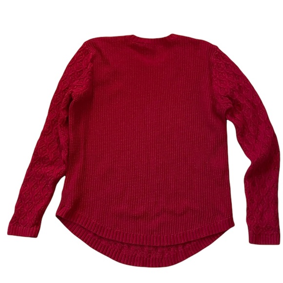JEANNE PIERRE Red Textured Knit Long Sleeve Crew Neck Sweater 100% Cotton SizeXL - Picture 2 of 4